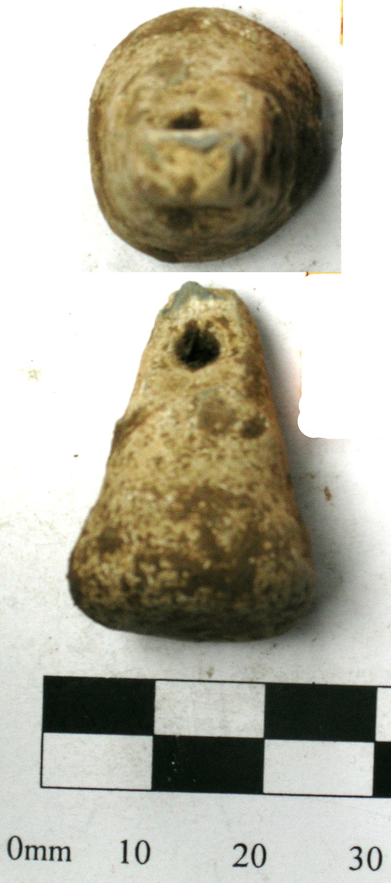 File:A lead conical weight. Undiagnostic. Roman to post Medieval