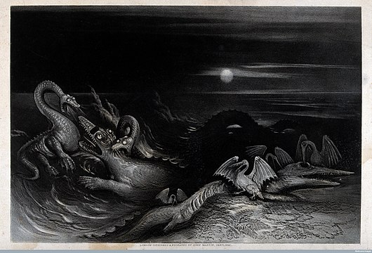 "A_nocturnal_scene_with_saurians_and_sea-creatures_fighting_e_Wellcome_V0023205.jpg" by User:Gts-tg