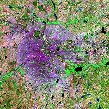 A 2006 false colour image A satellite image of Bangalore, India (2011).jpg