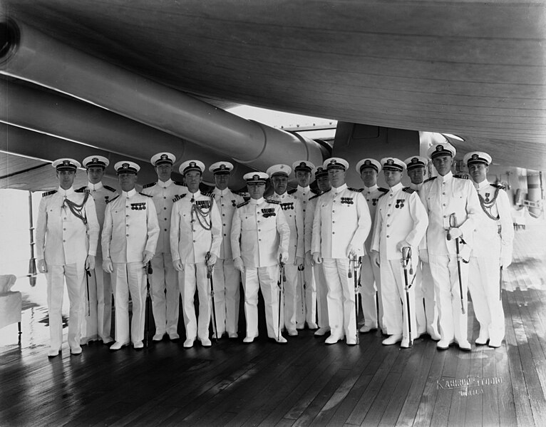 File:Admiral Frank B. Upham with his staff on board USS Augusta (CA-31) at Manila, circa January 1935 (NH 86636).jpg