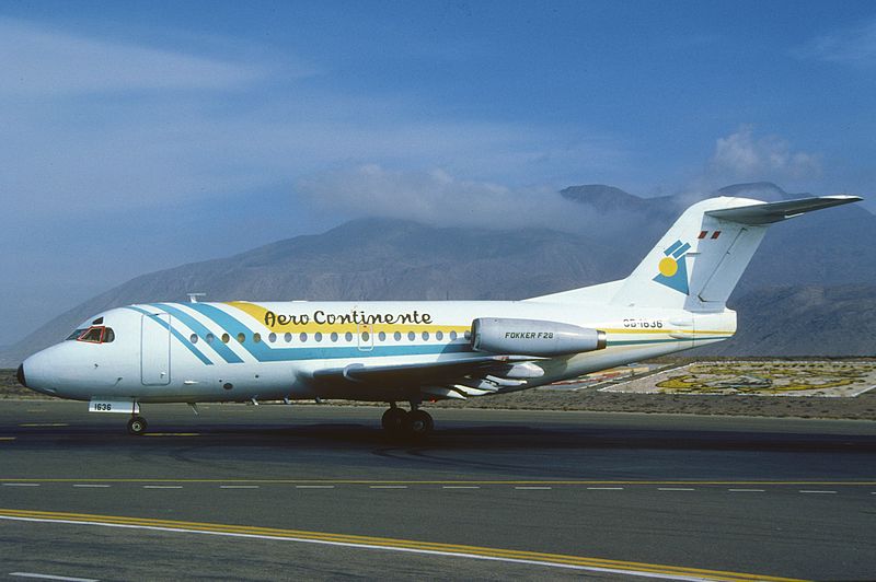 File:Aero Continente Fokker F28 Fellowship 1000; OB-1636, October 1998 (8487762064).jpg