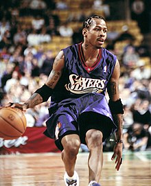 Iverson won Most Valuable Player honors in 2001 while leading the 76ers to the NBA Finals. Allen Iverson Lipofsky.jpg