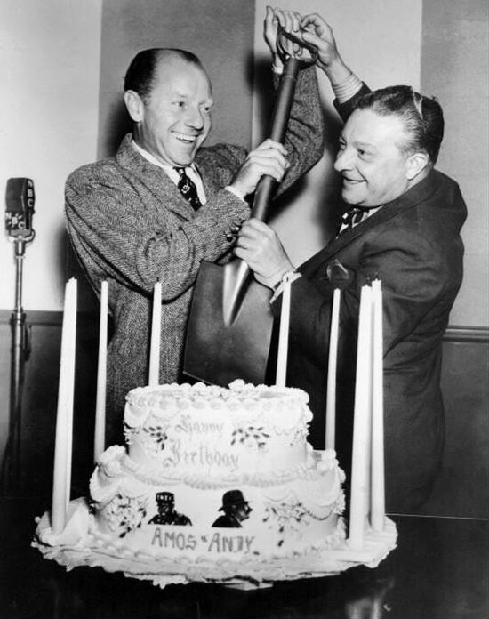 Gosden and Correll celebrate the tenth anniversary of the show on NBC in March 1938.