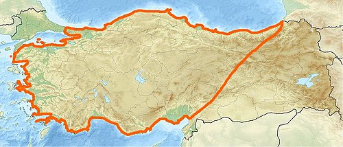 Lokalizacja Anatolii na mapie dzisiejszej Turcji[1][2].