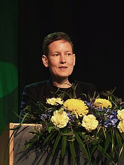 Moring vihreiden puoluekokouksessa kesäkuussa 2023.