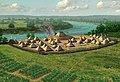 Artist's conception of a mound and village