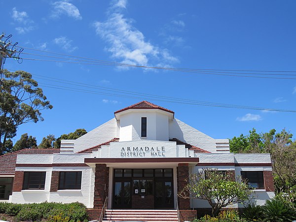 The state heritage listed Armadale District Hall