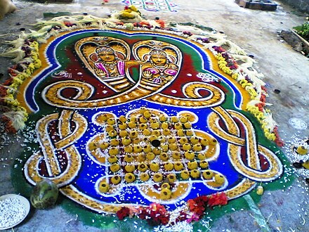 Mandala drawn during ashleshabali at Belle Badagumane  Moodubelle, Udupi