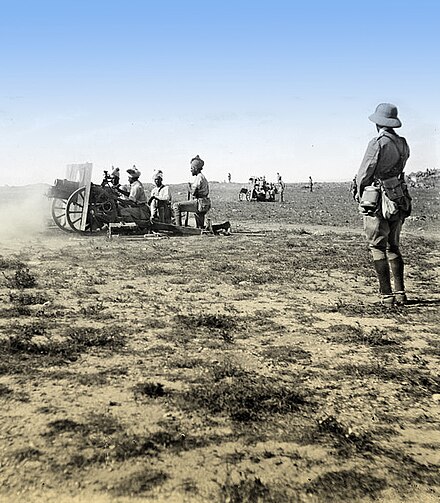British artillery battery in front of Gaza, 1917