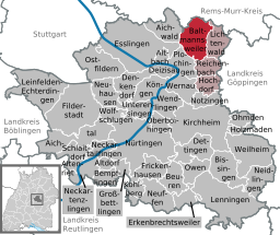 Läget för Baltmannsweiler i Landkreis Esslingen