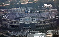 Bank of America Stadium (formerly Ericsson Stadium) has served as the home stadium of the Carolina Panthers in all but the team's inaugural season. Bank of America Stadium.jpg