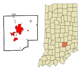 Bartholomew County Indiana Incorporated and Unincorporated areas Columbus Highlighted.svg