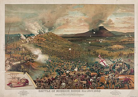 In one of the war's most dramatic events, a spontaneous Union infantry advance carries Missionary Ridge near Chattanooga, taking a position widely viewed as one that should have been impregnable[13]