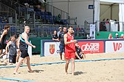 Deutsch: Beachhandball Europameisterschaften 2019 (Beach handball Euro); Tag 2: 3. Juli 2019 – Männer, Vorrunde Gruppe B, Serbien-Portugal 2:0 (20:15, 88:17) English: Beach handball Euro; Day 2: 3 July 2019 – Men Preliminary Round Group B - Serbia-Portugal 2:0 (20:15, 88:17)