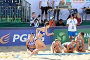 Deutsch: Beachhandball Europameisterschaften 2019 (Beach handball Euro); Tag 2: 3. Juli 2019 – Frauen, Vorrunde Gruppe C, Spanien-Griechenland 2:1 (12:20, 18:16; 8:2) English: Beach handball Euro; Day 2: 3 July 2019 – Women Preliminary Round Group C – Spain-Greece 2:1 (12:20, 18:16; 8:2)