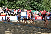 Deutsch: Beachhandball Europameisterschaften 2019 (Beach handball Euro); Tag 4: 5. Juli 2019 – Frauen, Viertelfinale, Spanien-Ungarn 1:2 (14:16, 26:16, 2:5) English: Beach handball Euro; Day 4: 5 July 2019 – Quarter Final Women – Spain-Hungary 1:2 (14:16, 26:16, 2:5)