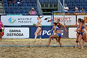 Deutsch: Beachhandball Europameisterschaften 2019 (Beach handball Euro); Tag 5: 6. Juli 2019 – Frauen, Halbfinale, Ungarn-Niederlande 2:0 (19:16, 15:12) English: Beach handball Euro; Day 5: 6 July 2019 – Semifinal Women – Hungary-Netherlands 2:0 (19:16, 15:12)