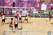 Deutsch: Beachhandball bei den Olympischen Jugendspielen 2018; Tag 3, 9. Oktober 2018; Jungs, Vorrunde, Gruppe A - Ungarn-Thailand 2:1 English: Beach handball at the 2018 Summer Youth Olympics at 9 October 2018 – Girls Preliminary Round Group A‎ – Hungary-Thailand 2:1