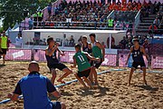 Deutsch: Beachhandball bei den Olympischen Jugendspielen 2018; Tag 7, 13. Oktober 2018; Jungen, Halbfinale – Argentinien-Portugal 1:2 English: Beach handball at the 2018 Summer Youth Olympics at 13 October 2018 – Boys Semifinal – Argentina-Portugal 1:2