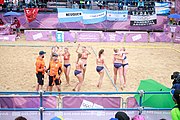 Deutsch: Beachhandball bei den Olympischen Jugendspielen 2018; Tag 5, 10. November 2018; Mädchen, Hauptrunde - Kroatien-Niederlande 1:2 English: Beach handball at the 2018 Summer Youth Olympics at 11 October 2018 – Girls Main Round – Croatia-Netherlands 1:2