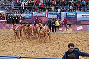 Deutsch: Beachhandball bei den Olympischen Jugendspielen 2018; Tag 6, 12. Oktober 2018; Mädchen, Hauptrundenspiel – Chinese Taipei (Taiwan)-Argentinien 1:2 English: Beach handball at the 2018 Summer Youth Olympics at 12 October 2018 – Girls Main Round – Chinese Taipei (Taiwan)-Argentina 1:2