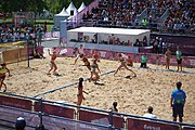 Deutsch: Beachhandball bei den Olympischen Jugendspielen 2018; Tag 4, 10. Oktober 2018; Mädchen, Vorrunde, Gruppe A - Ungarn-Chinese Taipei (Taiwan) 2:0 English: Beach handball at the 2018 Summer Youth Olympics at 10 October 2018 – Girls Preliminary Round Group A‎ – Hungary-Chinese Taipei 2:0