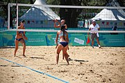 Deutsch: Beachvolleyball bei den Olympischen Jugendspielen 2018; Tag 8, 14. Oktober 2018; Mädchen, Achtelfinale – Mexiko-China 0:2 (15–21/16–21) English: Beach volleyball at the 2018 Summer Youth Olympics at 14 October 2018 – Girls Round of 16 – Mexico-China 0:2 (15–21/16–21)