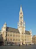 The Brussels Town Hall, built between 1402 and 1420 in the famous Grand Place