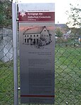 שלט הנצחה בברייטה-שטראסה 14 בברנבורג, בו היה בית הכנסת בשנים 1938-1835