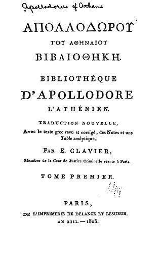 <i>Bibliotheca</i> (Pseudo-Apollodorus) Compendium of Greek myths and heroic legends