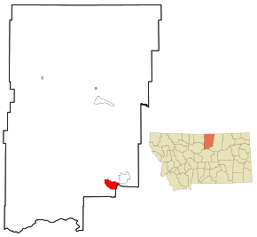 Blaine County Montana Incorporated and Unincorporated areas Hays Highlighted.svg
