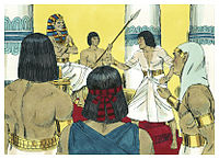 When the Pharaoh Was Told that the People Had Escaped, He Changed His Mind (1984 illustration by Jim Padgett, courtesy of Distant Shores Media/Sweet Publishing) Book of Exodus Chapter 15-1 (Bible Illustrations by Sweet Media).jpg