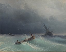 Storm at sea label QS:Len,"Storm at sea" label QS:Lpl,"Sztorm na morzu" label QS:Lru,"Буря на море" , 1873. Rybinsk, Regional Museum of Art and History