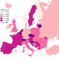 Reģistrētā COVID-19 saslimstība (inficēto skaits uz 100 000 iedzīvotāju) Eiropas valstīs otrā viļņa sākumā (24. oktobra dati).