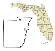 Calhoun County Florida Eingemeindete und nicht eingetragene Gebiete Altha Highlighted.svg
