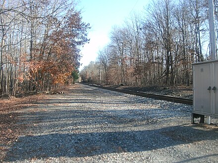 The former Campgaw Station site for the New York, Susquehanna and Western Railway as seen in November 2011. There is nothing left of the station platform or depot.