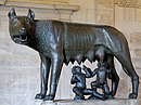 A capitoliumi farkas bronzszobora szoptatós nőstényfarkast ábrázol