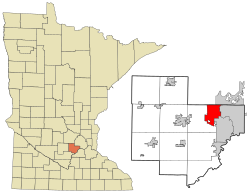 Location of the city of Victoria within Carver County, Minnesota