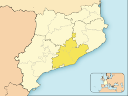 Анексирането на Каталония (1812 – 1814 г.). В жълто е територията на департамента Монсерат.