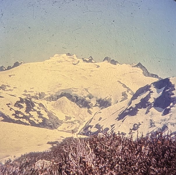 File:Challenger Glacier was a backdrop, to the south, from our several day camp on Whatcom Pass. This was summer of 1972. My guess is, due to global warming, it has retreated some since then. (50933102258).jpg