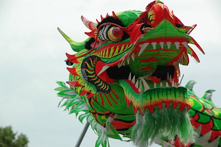 Head of a dragon from a Chinese dragon dance performed in Helsinki in the year 2000.
