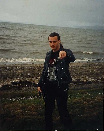 Chuck Schuldiner (1967–2001) of Death, during a 1992 tour in Scotland in support of the album Human.
