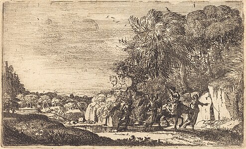The Flight into Egypt (La fuite en Egypte), Claude Gellée dit le Lorrain, estampe à l'eau-forte, c. 1630-1633, NGA 52910