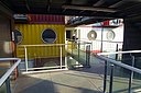 ☎∈ The second-floor corridor linking Container City 1 and Container City 2 at Trinity Buoy Wharf, London in September 2012.