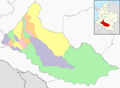 Colombia Caquetá location map (adm colored)