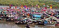 Colourfully decorated fishing boats