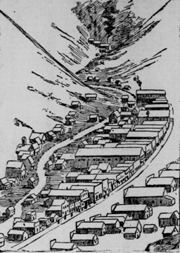 illustration showing the: town of Wardner, 