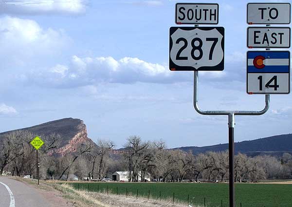 View south along US 287 in Larimer County, Colorado