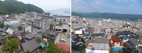 Damage from the tsunami inundation of Kamaishi city with a maximum runup height of 11.7 m -1-6-2011- and of Ofunato city with a maximum runup height of 10.9 m -1-6-2011-.jpg