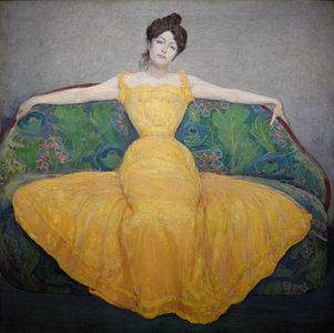 Femeie într-o Rochie Galbenă de Max Kurzweil (1907)